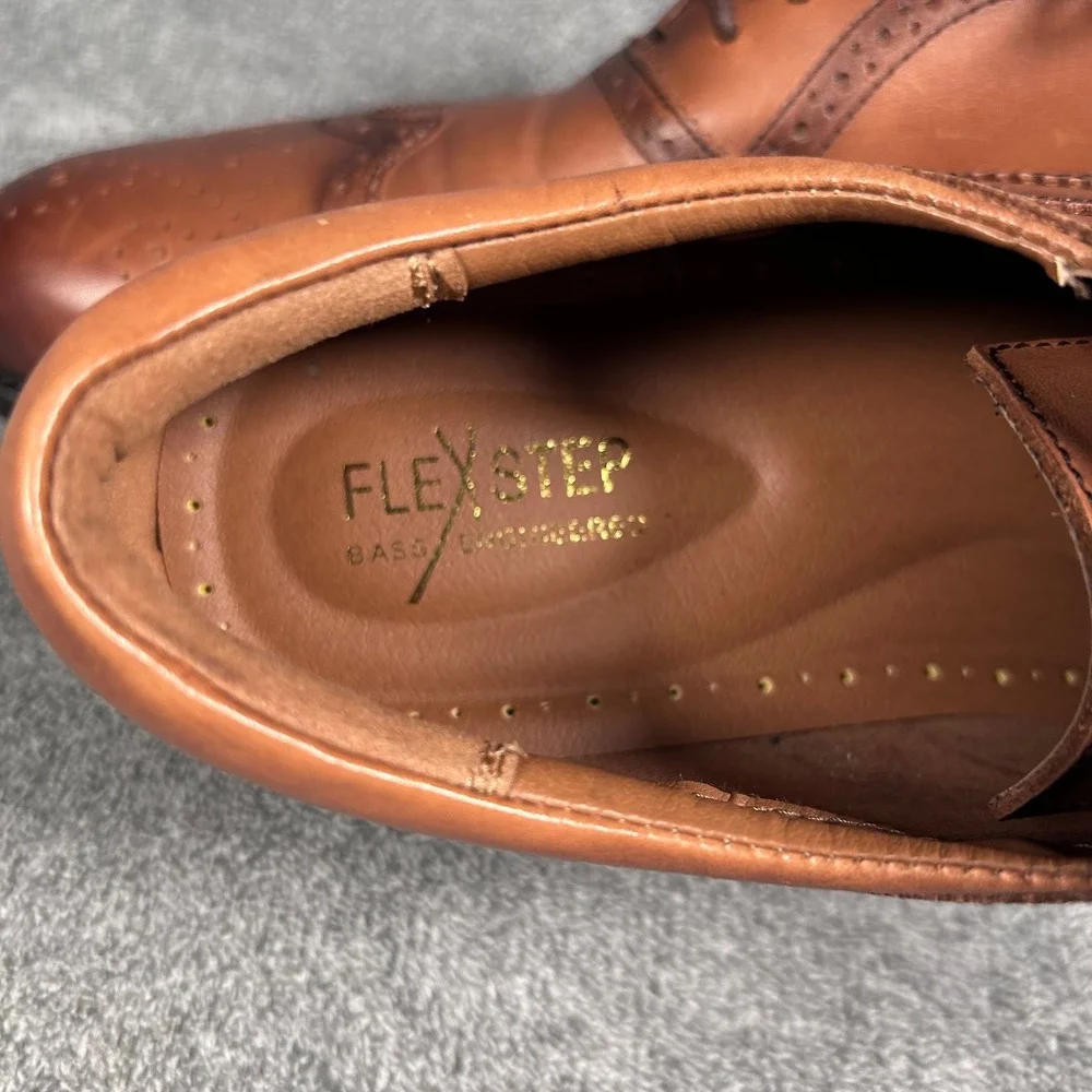 GH Bass Wingtip Oxford Dress Shoes Flex Step Tan Brown Leather Mens 13M